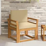 Canapea de exterior Lemn de acacia solid și poliester natural GartenMobel Dekor