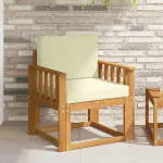 Canapea de exterior Lemn de acacia solid și poliester natural GartenMobel Dekor