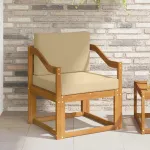 Canapea de exterior Lemn de acacia solid și poliester natural GartenMobel Dekor