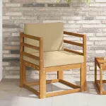 Canapea de exterior Lemn de acacia solid și poliester natural GartenMobel Dekor
