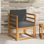 Canapea de exterior Lemn de acacia solid și poliester natural GartenMobel Dekor