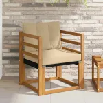 Canapea de exterior Lemn solid de Acacia și Textilene natural GartenMobel Dekor