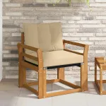 Canapea de exterior Lemn solid de Acacia și Textilene natural GartenMobel Dekor