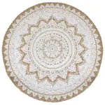 Covor din iută împletită cu imprimeu, 180 cm, rotund GartenMobel Dekor