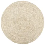 Covor lucrat manual, alb și maro, 180 cm, iută GartenMobel Dekor