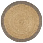 Covor lucrat manual cu margine gri, 180 cm, iută GartenMobel Dekor