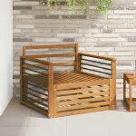 2 Bucată Sofa cu Brațe Lemn Solid de Acacia natural GartenMobel Dekor