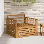 2 Bucată Sofa cu Brațe Lemn Solid de Acacia natural GartenMobel Dekor