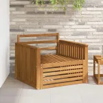 2 Bucată Sofa cu Brațe Lemn Solid de Acacia natural GartenMobel Dekor