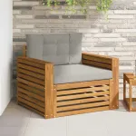 Canapea de exterior Lemn de acacia solid și poliester GartenMobel Dekor