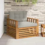 Canapea de exterior Lemn de acacia solid și poliester GartenMobel Dekor