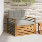 Canapea de exterior Lemn de acacia solid și poliester GartenMobel Dekor