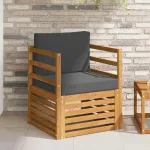 Canapea de exterior Lemn de acacia solid și poliester natural GartenMobel Dekor