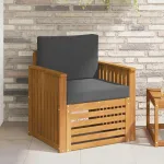 Canapea de exterior Lemn de acacia solid și poliester natural GartenMobel Dekor