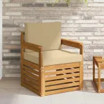Canapea de exterior Lemn de acacia solid și poliester natural GartenMobel Dekor
