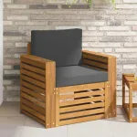 Canapea de exterior Lemn de acacia solid și poliester natural GartenMobel Dekor
