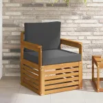 Canapea de exterior Lemn de acacia solid și poliester natural GartenMobel Dekor