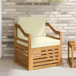 Canapea de exterior Lemn de acacia solid și poliester natural GartenMobel Dekor