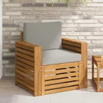 Canapea de exterior Lemn de acacia solid și poliester natural GartenMobel Dekor