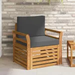 Canapea de exterior Lemn de acacia solid și poliester natural GartenMobel Dekor