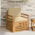 Canapea de exterior Lemn de acacia solid și poliester natural GartenMobel Dekor