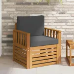 Canapea de exterior Lemn de acacia solid și poliester natural GartenMobel Dekor