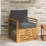 Canapea de exterior Lemn de acacia solid și poliester natural GartenMobel Dekor