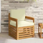 Canapea de exterior Lemn de acacia solid și poliester natural GartenMobel Dekor