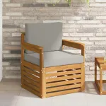Canapea de exterior Lemn de acacia solid și poliester natural GartenMobel Dekor