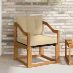 Canapea de exterior Lemn solid de Acacia și Textilene natural GartenMobel Dekor