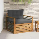 Set de canapele de exterior Lemn de acacia solid și poliester GartenMobel Dekor