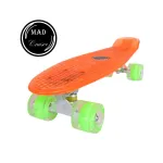 Penny board cu LED Mad Cruiser portocaliu, compact, ABEC 7, 57 cm