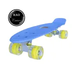 Penny board albastru Mad Cruiser cu roți LED și rulmenți ABEC 7