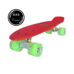 Penny board Mad Cruiser rosu cu roti LED, compact si rezistent