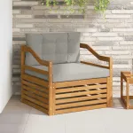 Canapea de exterior Lemn Solid de Acacia Natural și gri deschis GartenMobel Dekor