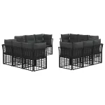 Set de canapele de exterior cu pernă 12 pcs Negru Poliester GartenMobel Dekor