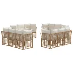 Set de canapele de exterior cu pernă 12 pcs natural Poliester GartenMobel Dekor