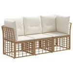 Set de canapele de exterior cu pernă 3 pcs natural Poliester GartenMobel Dekor