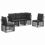 Set de canapele de exterior cu pernă 5 pcs Negru Poliester GartenMobel Dekor