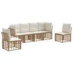 Set de canapele de exterior cu pernă 6 pcs natural Poliester GartenMobel Dekor