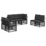 Set de canapele de exterior cu pernă 7 pcs Negru Poliester GartenMobel Dekor