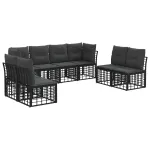 Set de canapele de exterior cu pernă 8 pcs Negru Poliester GartenMobel Dekor