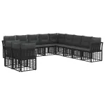 Set de canapele de exterior cu pernă 11 pcs Negru Poliester GartenMobel Dekor