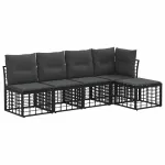 Set de canapele de exterior cu pernă 2 pcs Negru Poliester GartenMobel Dekor