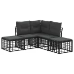 Set de canapele de exterior cu pernă 4 pcs Negru Poliester GartenMobel Dekor