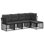 Set de canapele de exterior cu pernă 5 pcs Negru Poliester GartenMobel Dekor