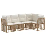 Set de canapele de exterior cu pernă 5 pcs natural Poliester GartenMobel Dekor