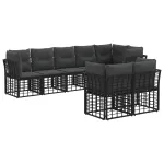Set de canapele de exterior cu pernă 6 pcs Negru Poliester GartenMobel Dekor