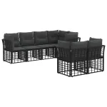 Set de canapele de exterior cu pernă 7 pcs Negru Poliester GartenMobel Dekor