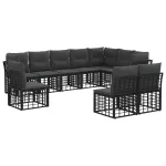 Set de canapele de exterior cu pernă 7 pcs Negru Poliester GartenMobel Dekor